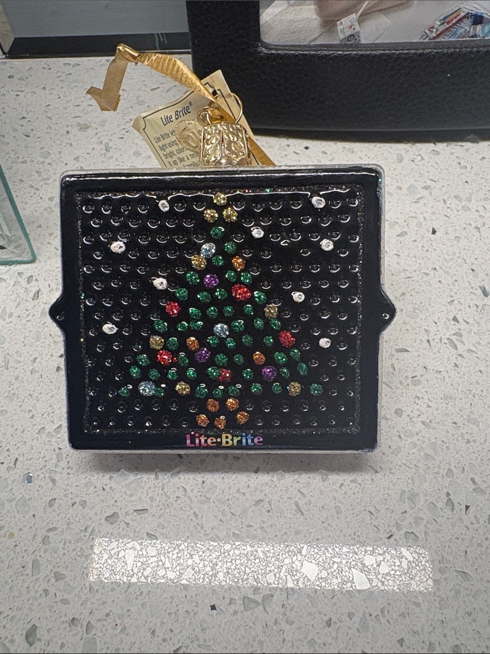 Lite-Brite Holiday Tree Ornament - Black with Multicolor Pegs